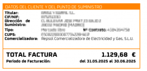 datos del titular de la factura de luz